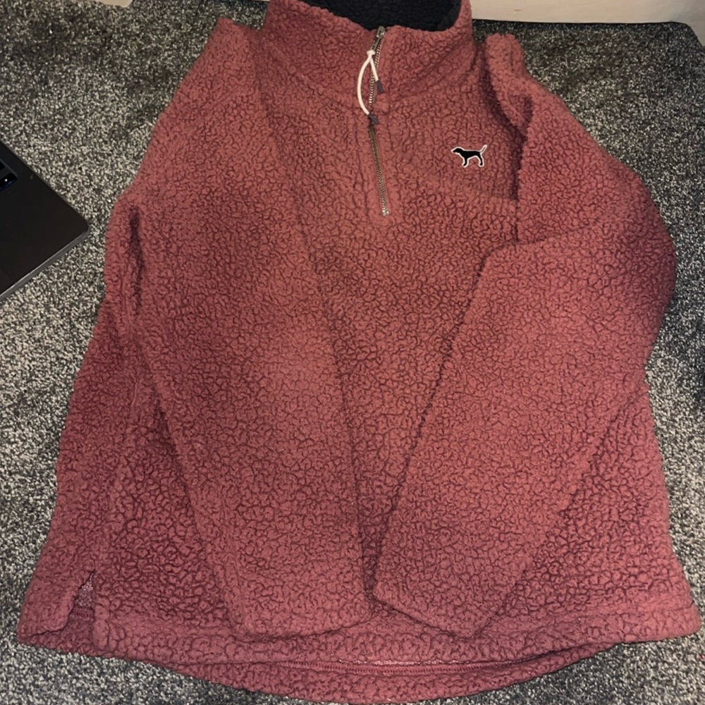 PINK victorias secret teddy quarter zip